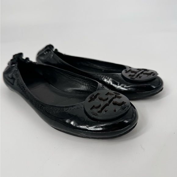 Tory Burch Shoes Reva Flats Black Patent Leather - Picture 2 of 8